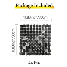 24/36pcs Backdrop Panels Shimmer Wall Backdrop For Party Wedding Birthday Engagement Parties Anniversary Decoration - màu đen - Xem 4