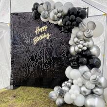 24/36pcs Backdrop Panels Shimmer Wall Backdrop For Party Wedding Birthday Engagement Parties Anniversary Decoration - màu đen - Xem 7