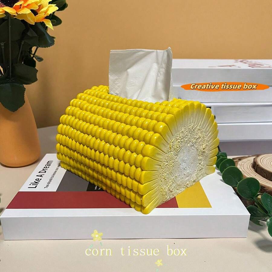 1 件创意逼真玉米形纸巾盒纸架，豪华家居装饰配件，适用于客厅、桌面 - 查看 1