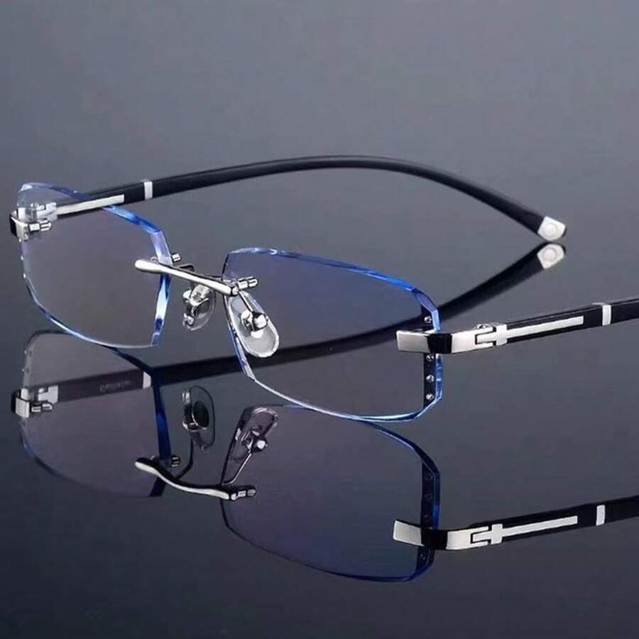 时尚优雅无框老花镜适合中老年人抗疲劳防眼睛疲劳老花镜+100至+400适用于电脑阅读游戏电视手机配件女士眼镜