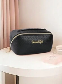 1 件大容量旅行化妆包多功能洗漱包女士便携式收纳包手提包化妆包学校用品旅行必需品化妆包节日必备化妆包化妆袋化妆品收纳包节日冬季化妆品收纳包化妆品收纳 - 黑色 - 查看 4