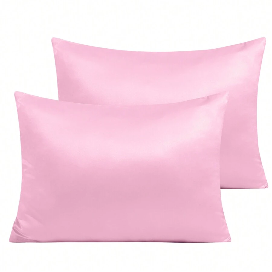 2 Pack Zippered Silk Satin Toddler Pillowcases - Hidden Zipper Pillowcases - Luxury And Silky Baby Travel Pillow Covers Love Valentine - Baby Pink - View 1