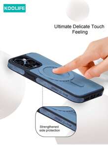 Phone Holder 1pc Koolife Three-In-One Magnetic Corrugated Texture Phone Case, Skin-Friendly Hard Shell, Simple Contrast Color, Compatible With Apple IPhone 12/12 Pro/12 Pro Max/13/13 Pro/13 Pro Max/14/14 Plus/14 Pro/14 Pro Max/15/15 Pro/15 Plus/15 Pro Max