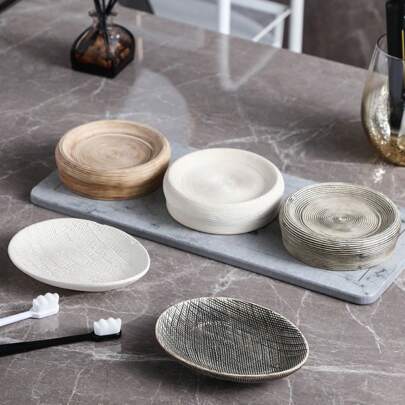 1pc Retro Ceramic Soap Box Hotel B&B Small Soap Box Creative Bathroom Soap Dish Oval Ceramic Soap Filter Dish