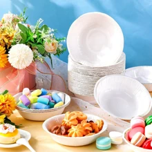 25/50/100 件白色一次性纸碗 12 盎司，小型纸质食品级碗餐具，冷热食物派对用品，适用于露营、生日、节日、婚礼、生日、圣诞节