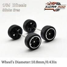 Kicarmod 1/64静态模型DIY改装车配件，1套/包橡胶轮胎套件，标准尺寸0.43英寸，固定轮胎皮，六辐轮毂，多种颜色可选，ABS和橡胶材质细节配件，高级高端系列改装车配件。适合有一定动手能力的模型爱好者，推荐作为小众手工艺爱好者的DIY礼物 - 彩色 - 查看 15