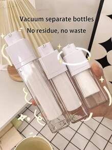 1 件旋转真空可再填充瓶 15ML/30ML/50ML 样品瓶，化妆品空泵瓶，旅行装 - 白色 - 查看 1