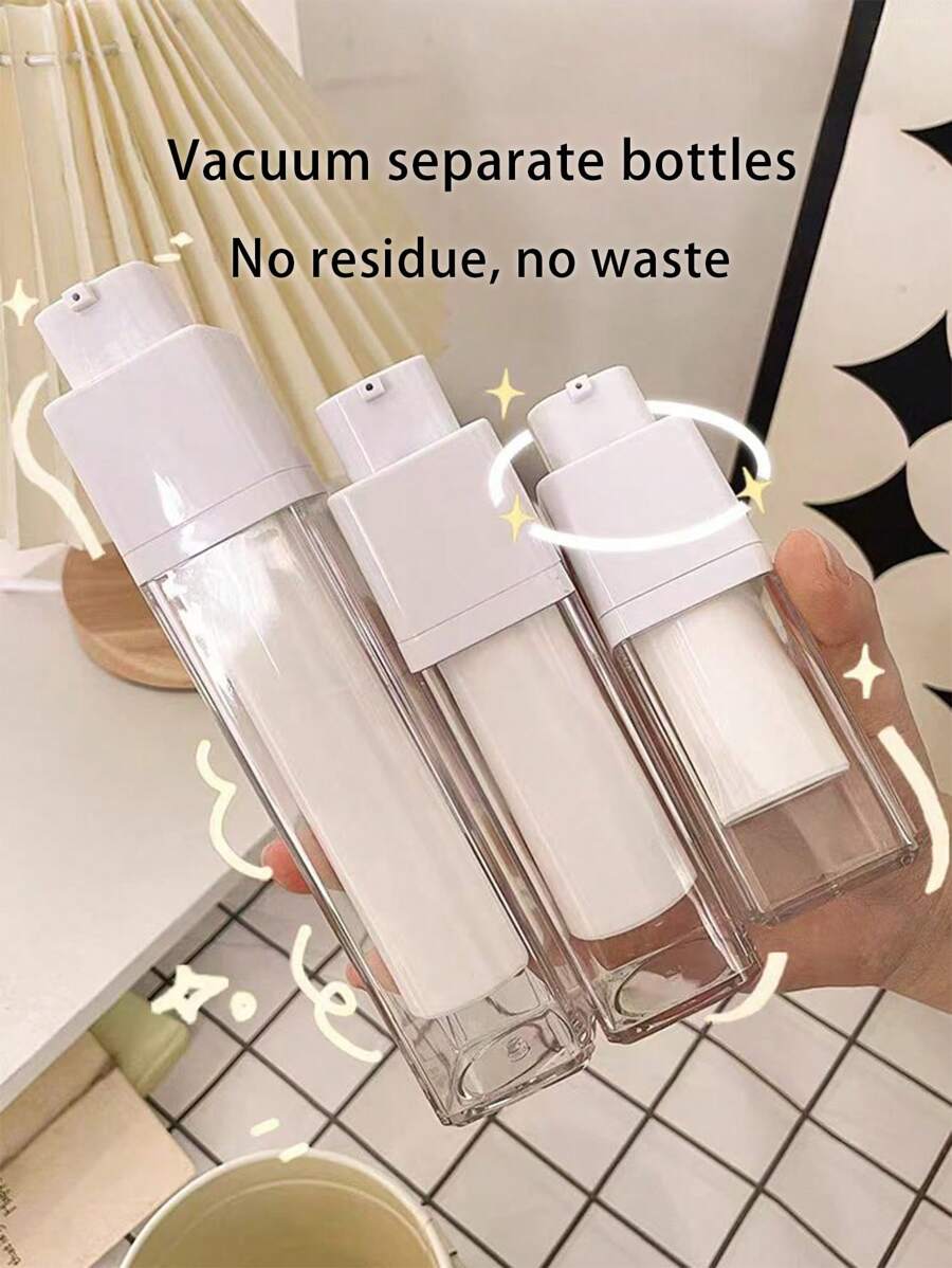 1 件旋转真空可再填充瓶 15ML/30ML/50ML 样品瓶,化妆品空泵瓶,旅行装 - 白色 - 查看 1