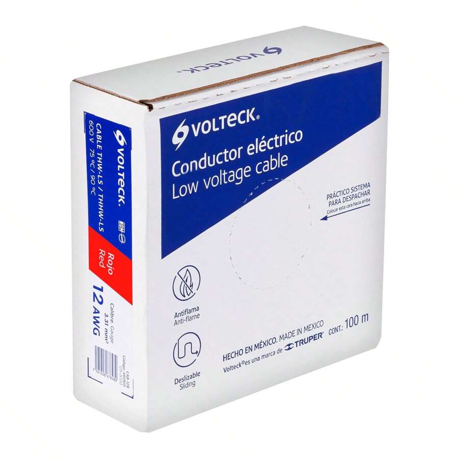Cable THHW-LS 12 AWG rojo, Volteck, rollo de 100 m - Rojo - Ver 1
