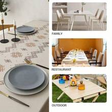 1 pieza Mantel impermeable, a prueba de aceite y lavable de PVC con estampado geométrico y floral de estilo nórdico - A - Ver 6