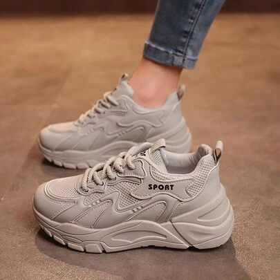 女士新款时尚百搭增高瘦身防滑耐用休闲厚底运动鞋