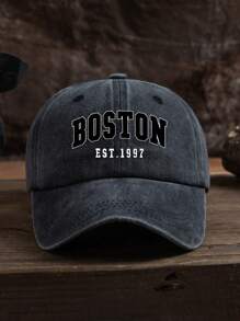 1件中性戶外休閒時尚 BOSTON 字母印花個性化熱門四季可調尺寸棒球帽 - 水洗棒球帽 - 查看 20