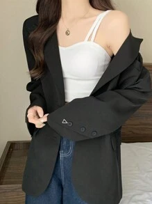 2025 女士纯色修身休闲百搭吊带背心 - 白色 - 查看 5