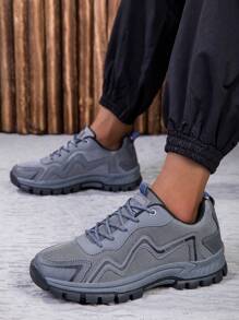 Men's Fashionable Outdoor Hiking Shoes - Highly Breathable, Stylish And Eye-Catching Design, Super Comfortable, Non-Slip, Shock-Absorbing Sports Shoes, Suitable For Men's Outdoor Adventure, Hiking, Extreme Sports - Grey - View 3