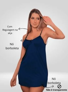 Camisola Liganete Lisa Curto Sensual Sexy - Cores Variadas - Azul Marinho - Visão 3