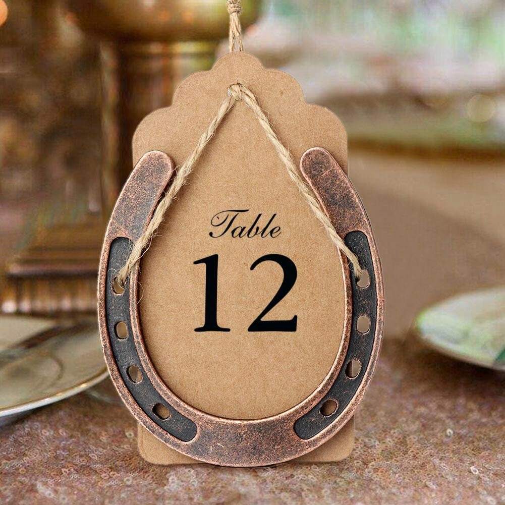 10pcs/Set Mini Metal Horseshoe Decoration With Kraft Paper Tag, 4mm