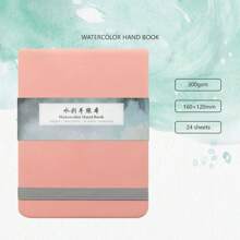 Libro de dibujo SeamiArt 300 g/m² Papel para acuarela de grano medio, 24 hojas, dos colores verde y rosa, para acuarela, acrílico y pintura con marcador