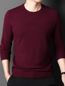 Suéter de punto ligero burdeos para hombre, otoño/invierno - Burdeos - Ver 2