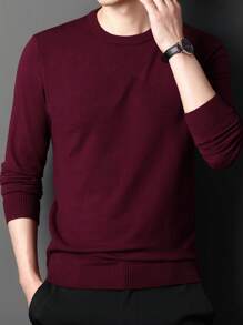 Suéter de punto ligero burdeos para hombre, otoño/invierno - Burdeos - Ver 5