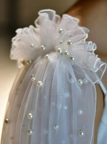 1 Pair Short Pearl Bridal Shawl, Fashionable White Pearl Shoulder Cape For Women, Suitable For Party, Wedding, Banquet