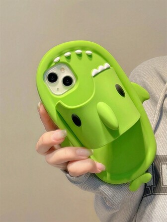 Apple Green New 3D Cute Shark Design Silicone Phone Case Compatible With Iphone 16 Pro Max/16 Pro/16, IPhone 13/13 Pro Max/13 Pro, IPhone 14 Pro Max/14 Pro/14, IPhone 11, IPhone 12, Personalized Cartoon Phone Case Compatible With Iphone 15 Pro Max/15 Pro/15, Creative Phone Cover Gift Waterproof Shockproof Anti-Fall Scratch Resistant