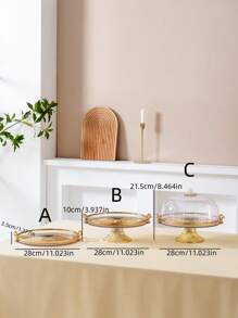 1 件创意豪华圆形蛋糕架带圆顶盖，适用于万圣节、圣诞节礼物、婚礼、派对装饰托盘 - 彩色 - 查看 14