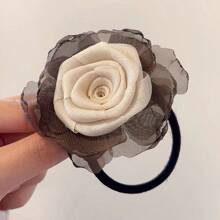 1 件手工制作的多色玫瑰花发圈，波西米亚雪纺仿花发饰，甜美可爱发带，适合女士和女士日常使用情人节马尾辫发圈发圈橡皮筋发圈发绳弹性发带 - 彩色 - 查看 13