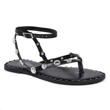 Akazzo Women's Black Flat Sandal Medal - màu đen - Xem 2