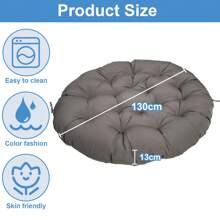 Outdoor Papasan Cushion Cover Only Round Seat Cushion Pad Outdoor Cushion Only, Thickened Overstuffed Round Cushion Chair Hanging Egg Chair Seat Cushion Chair Padded For Garden Chair Cushion,Patio,Backyard Papasan Chair Cushion Seat Pad For Easy Closure And Removal, Silky Smooth Fabric - Màu xám đen - Xem 4