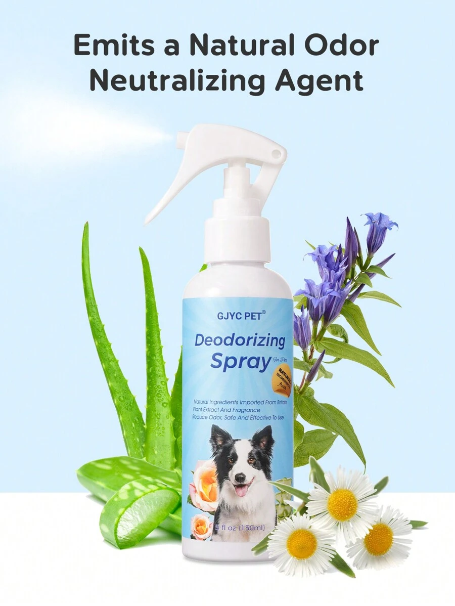 GJYC PET 5盎司宠物除臭喷雾 - 为狗、猫和大自然带来清新气息的分子动力 - 清新家具，确保幼犬的清洁环境，并消除尿液、粪便和尿液的气味 - 淺藍色 - 查看 1