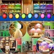 LED Puck Night Lights With Remote,16 Color LED Light Round Timer Dimmable Cabinet Light Puck Lamp For Stairs Home Decor - Multicolor - View 4