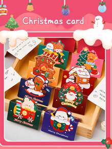 1 pieza Tarjeta de felicitación de Navidad 3D plegable con diseño de dibujos animados, tarjeta de regalo multifuncional de Navidad, tarjeta de mensaje de bendición de Acción de Gracias - Multicolor - Ver 11