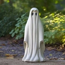 1 pieza Escultura de jardín de Halloween Fantasma blanco Estatua de exterior Decoración de jardín de fantasma lindo Artesanía de resina - Multicolor - Ver 8