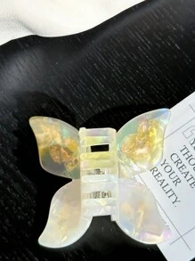 OUSEON Kanariegele Gradiënt Diamant Bezaaid Vlinder Haarspeldjes, Celluloid Frans Design Haarspeldjes, Schelpkleurige Haarklemmen Voor Vrouwen/Meisjes, Zoete Stijl Antislip Haarklemmen, Cellulose Acetaat Haaraccessoires