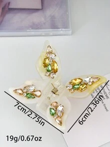 OUSEON Kanariegele Gradiënt Diamant Bezaaid Vlinder Haarspeldjes, Celluloid Frans Design Haarspeldjes, Schelpkleurige Haarklemmen Voor Vrouwen/Meisjes, Zoete Stijl Antislip Haarklemmen, Cellulose Acetaat Haaraccessoires