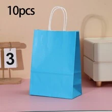 10pcs White Kraft Paper Carrier Bags, Fashionable Packaging Solution, Gift Wrapping, Reusable Shopping, Party Decor, Craft Project Bags - Suitable For Small Businesses, Baking Gifts, Souvenirs, And Wedding Decorations, Christmas - 10pcs White Kraft Paper Bags - View 14