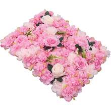 CNCEST 12 Pack Artificial Flower Wall Panels 24" X 16" Flower Wall Panel Wall Backdrop Faux Hydrangea Rose Flower Backdrop Panels For Flower Wall Decor Wedding Party Event Decoration Party Favors Room Decor Bride - Pink - View 8