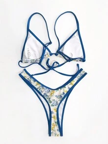 Women's Floral Print Cute Bikini Swimsuit Set, Summer Beach