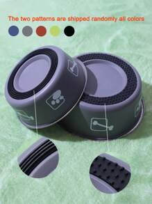 1pc Stainless Steel Double Layer Paw Print Pattern Cat/Dog Lover Gift And Dog/Cat Mom Love Pet Bowl, Large Capacity Anti-Skid Anti-Spill For Small/Medium Dog Lover And Dog Mom Love Cat Lover And Cat Mom Love (2 Styles Of Non-Slip Mat Randomly Included) - Multicolor - View 4