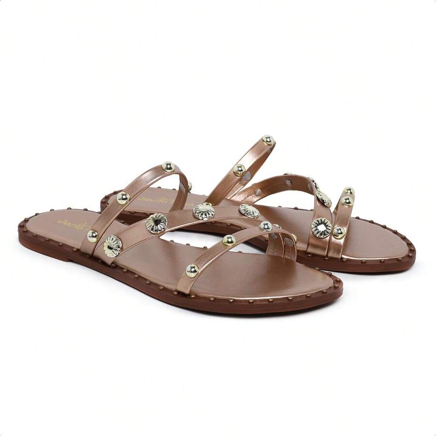 Women's Flat Sandal Rose Gold Medal - View 1