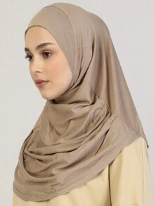 1 件装女士纯色即时头巾，休闲褶皱头巾，实用头套，Tudong，即时长款 Khimar 头巾，适合日常佩戴，四季皆宜 - 褶皺頭巾 - 查看 17