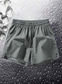 Shorts Casual Masculina Solta de Cor Sólida Simples