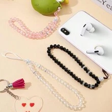 1pc Cell Phone Lanyard Strap Phone Charm Bling Crystal Beads Hand Wrist Lanyard Strap Beaded Women's Wristlet Gifts For Mother, Family, Friends, Birthday, Holiday Phone Chain - Multicolor - View 5