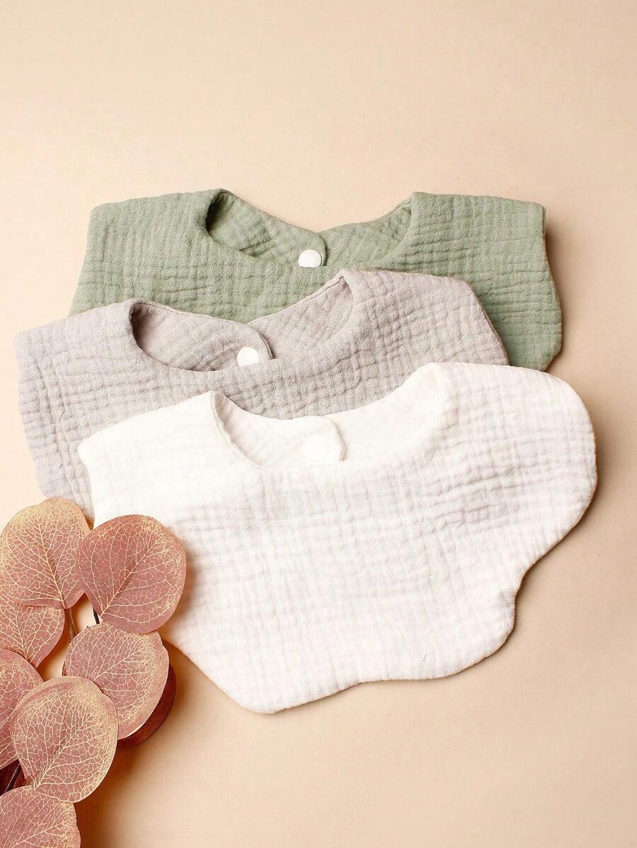 3pcs Candy-Colored Cloud Pattern Baby Bib Set, Suitable For Daily Use - Multicolor - View 1