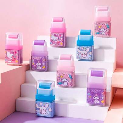 Sanrio 2个装 Iigen 卡通可爱滚轮橡皮擦，学生文具，可收集碎屑，返校必备