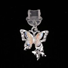 1pc Metal Butterfly-Shaped Mobile Phone Dust Plug Compatible With Iphone/Type-C/Android Plug