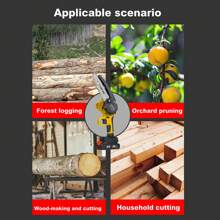 6 Inch Mini Chainsaw With 2x2000mAh Batteries And 2 Chains, Electric Cordless Chainsaw Set With Security Lock For Wood Cutting Tree Pruning Trimming, Yellow Tools
