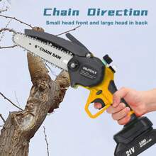 6 Inch Mini Chainsaw With 2x2000mAh Batteries And 2 Chains, Electric Cordless Chainsaw Set With Security Lock For Wood Cutting Tree Pruning Trimming, Yellow Tools