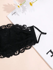 1 chiếc mặt nạ che mặt có thể tái sử dụng họa tiết hoa ren gợi cảm có thể điều chỉnh quai đeo tai, dành cho phụ nữ trang trí hoặc dự tiệc ngày lễ tình nhân - Một kích thước phù hợp với tất cả - Xem 4