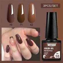 3入組夏日指彩，6ml咖啡系列指甲膠，冬季色半永久混合清漆，適用於Manicure Kit, 指甲用品，輕取式UV LED指甲油，指甲藝術DIY家用美容沙龍禮物女士 - 彩色 - 查看 2
